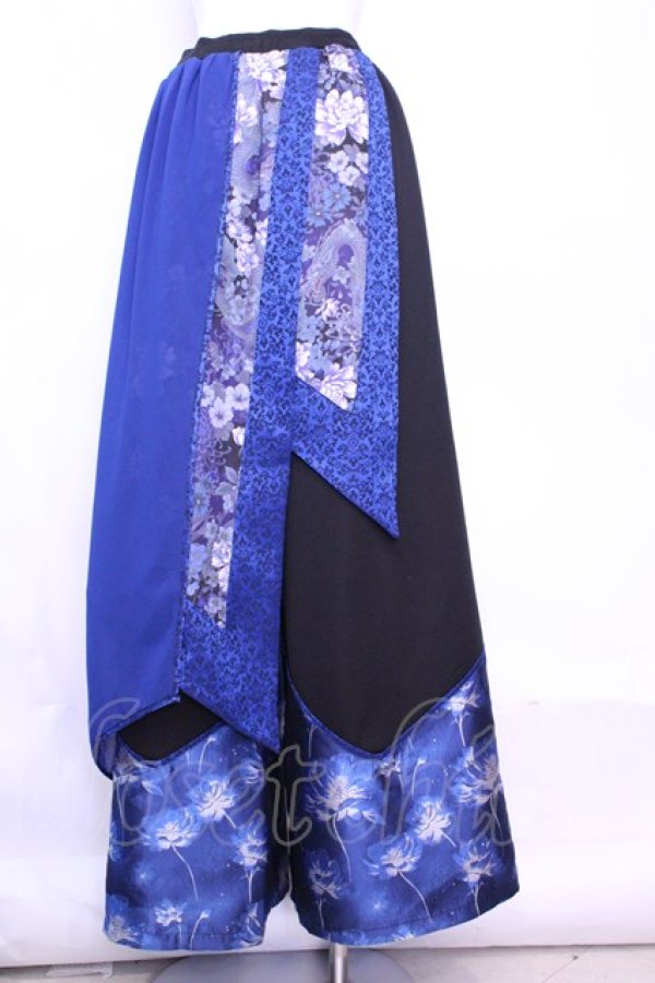 画像4: Qutie Frash / 和柄ワイドパンツ  ブルー O-25-11-13-022-QU-PA-OW-OS (4)