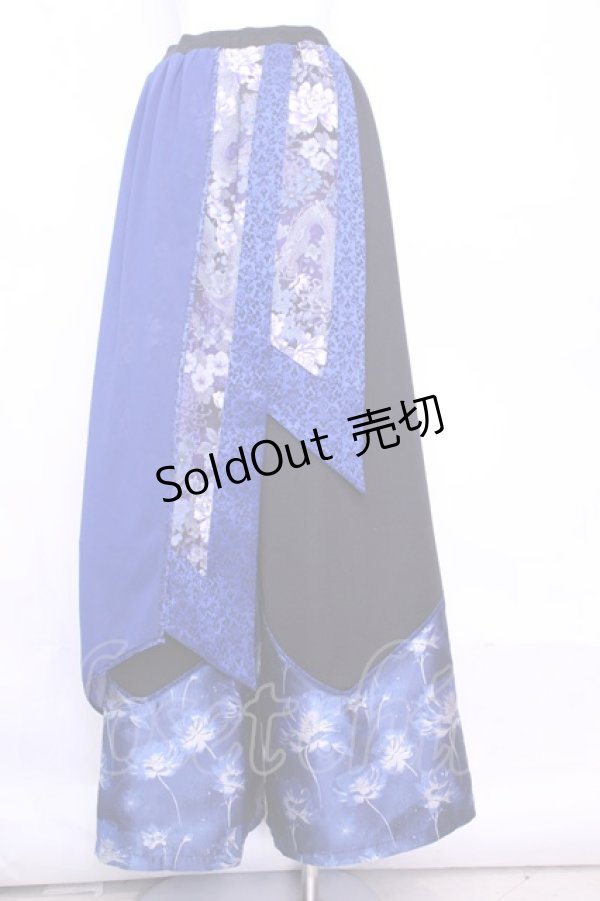 画像4: Qutie Frash / 和柄ワイドパンツ  ブルー O-25-11-13-022-QU-PA-OW-ZT546 (4)