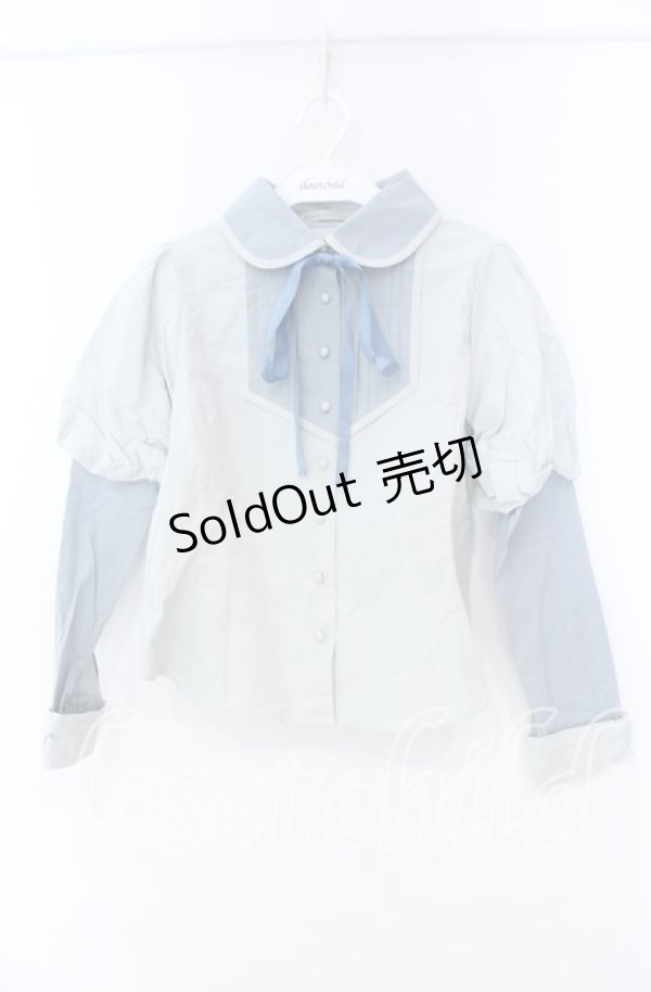 画像1: Maison de FLEUR Petite Robe canone / 袖切り替えブラウス Ｍ サックス O-25-11-14-025-EL-BL-IG-ZT250 (1)