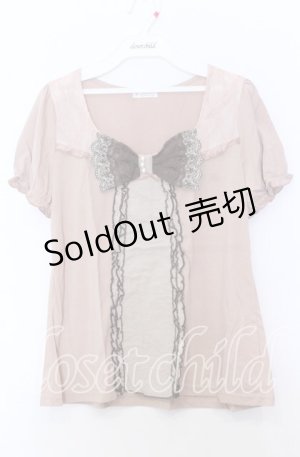 画像: axes femme / BIGリボンパフスリーブトップス  ピンクベージュ O-25-11-14-031-AX-TO-IG-OS