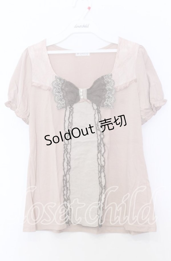 画像1: axes femme / BIGリボンパフスリーブトップス  ピンクベージュ O-25-11-14-031-AX-TO-IG-OS (1)