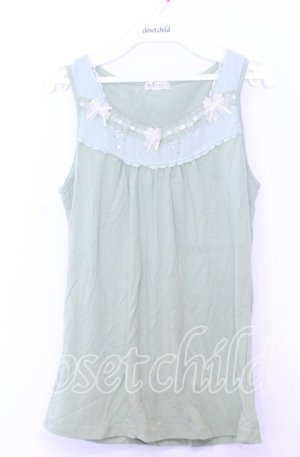 画像: axes femme / BACKリボンタンクトップ  ライトグリーン O-25-11-14-032-AX-TO-IG-OS