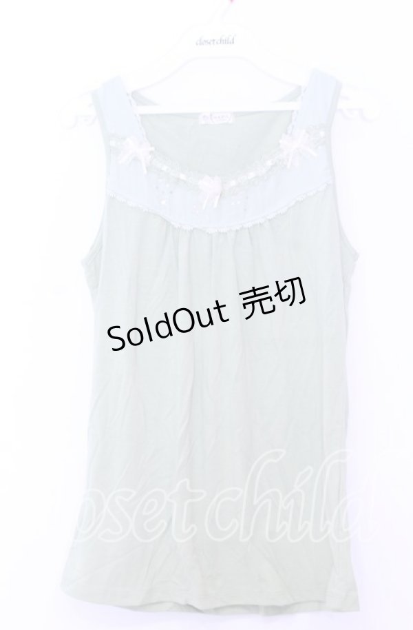 画像1: axes femme / BACKリボンタンクトップ  ライトグリーン O-25-11-14-032-AX-TO-IG-OS (1)