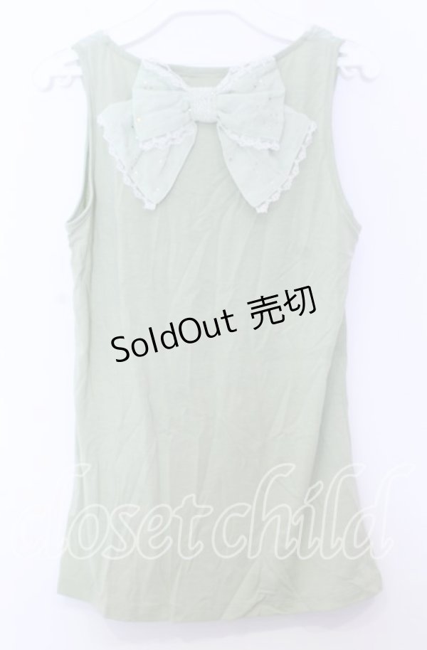 画像2: axes femme / BACKリボンタンクトップ  ライトグリーン O-25-11-14-032-AX-TO-IG-OS (2)