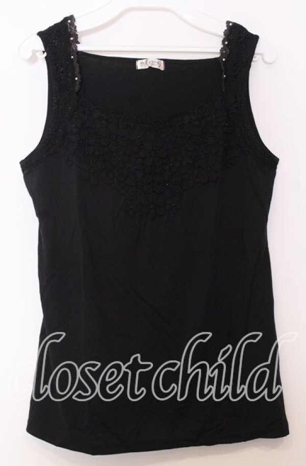 画像1: axes femme / フラワーレースタンクトップ  クロ O-25-11-14-034-AX-TO-IG-ZT359 (1)