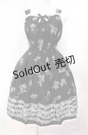 画像: Innocent World / 楽器柄トーションレースジャンパースカート  クロ O-25-11-14-004-IW-OP-OW-OS