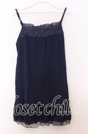 画像: axes femme / フラワーレースキャミソール  ネイビー O-25-11-14-037-AX-TO-IG-OS