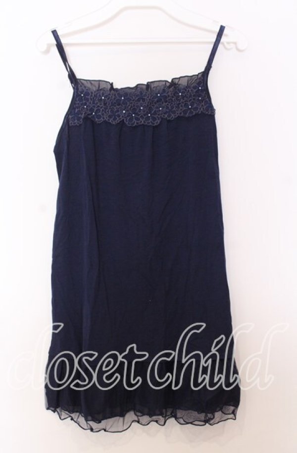 画像1: axes femme / フラワーレースキャミソール  ネイビー O-25-11-14-037-AX-TO-IG-ZT359 (1)