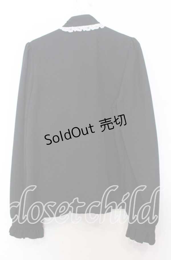 画像3: Dear My Love / レースフリルたっぷり上品ボウタイリボンブラウス M クロ O-25-11-14-043-EL-BL-OW-OS (3)