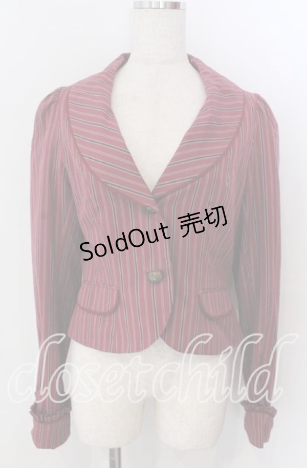 画像1: Victorian maiden / レジメンタルストライプジャケット  ボルドー O-25-11-14-052-CL-JA-OW-OS (1)