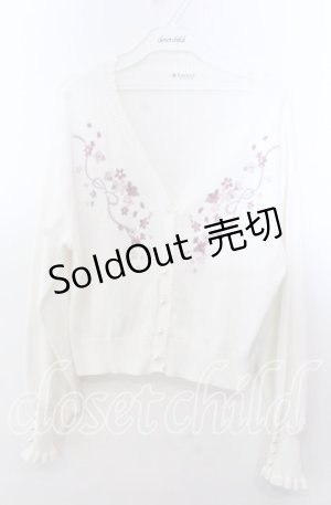 画像: axes femme / SAKURA刺繍ショートカーディガン F シロ O-25-11-14-054-AX-TO-OW-OS