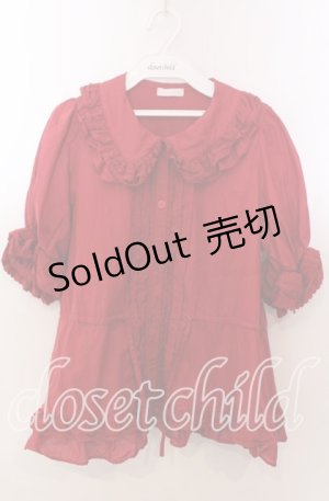 画像: Chalmiere / クラシックコットンブラウス M アカ O-25-11-14-055-LO-BL-OW-OS