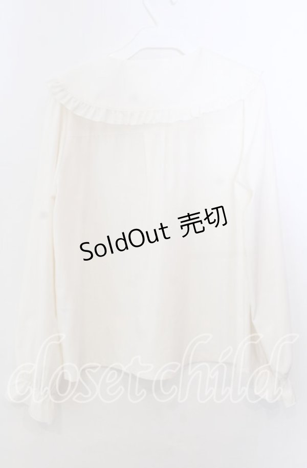 画像3: axes femme POETIQUE / ピンタックリボン丸襟ブラウス キナリ M O-25-11-14-056-AX-BL-OW-OS (3)