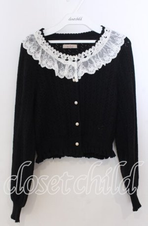 画像: Amavel / ロマンティックレースすかし編みカーディガン F クロ O-25-11-14-057-CA-TO-OW-OS