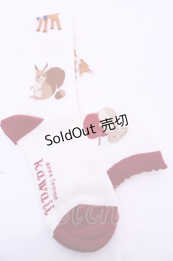 画像2: axes femme kawaii / 森のケーキ屋さんオーバーニー  アカ O-25-11-14-1044-AX-ZA-OW-OS (2)