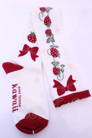 画像: axes femme kawaii / いちご柄オーバーニー  アカ O-25-11-14-1046-AX-ZA-OW-OS