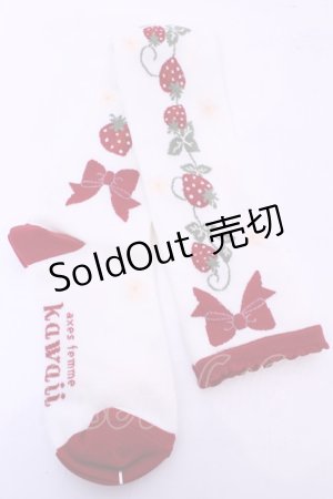 画像: axes femme kawaii / いちご柄オーバーニー  アカ O-25-11-14-1046-AX-ZA-OW-OS