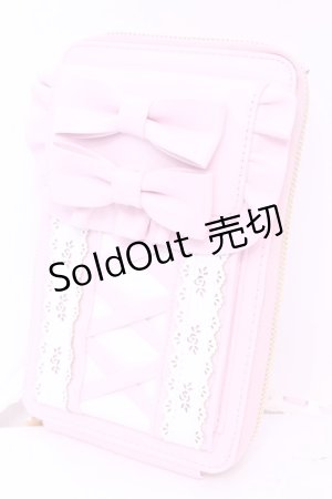 画像: Chalmiere / ガーリーリボンマルチポシェット  ピンク×シロ O-25-11-14-1005-LO-BG-OW-ZT432