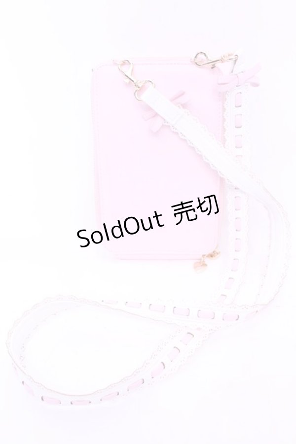 画像2: Chalmiere / ガーリーリボンマルチポシェット  ピンク×シロ O-25-11-14-1005-LO-BG-OW-ZT432 (2)