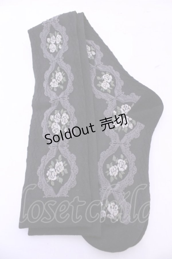 画像1: m petit by misako / ECAMOVKバラレースソックス  クロ O-25-11-14-1054-LO-ZA-OW-OS (1)