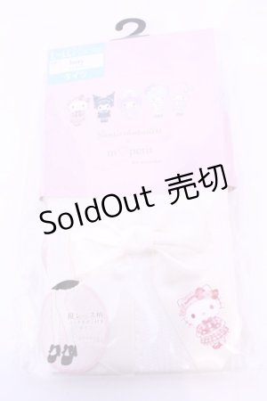 画像: m petit by misako / AMキティリボンタイツ L〜LL アイボリー O-25-11-14-1063-LO-ZA-OW-OS