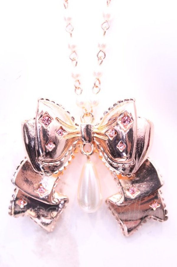 画像1: axes femme kawaii / リボンネックレス  ピンクゴールド O-25-11-14-1033-AX-AC-OW-OS (1)