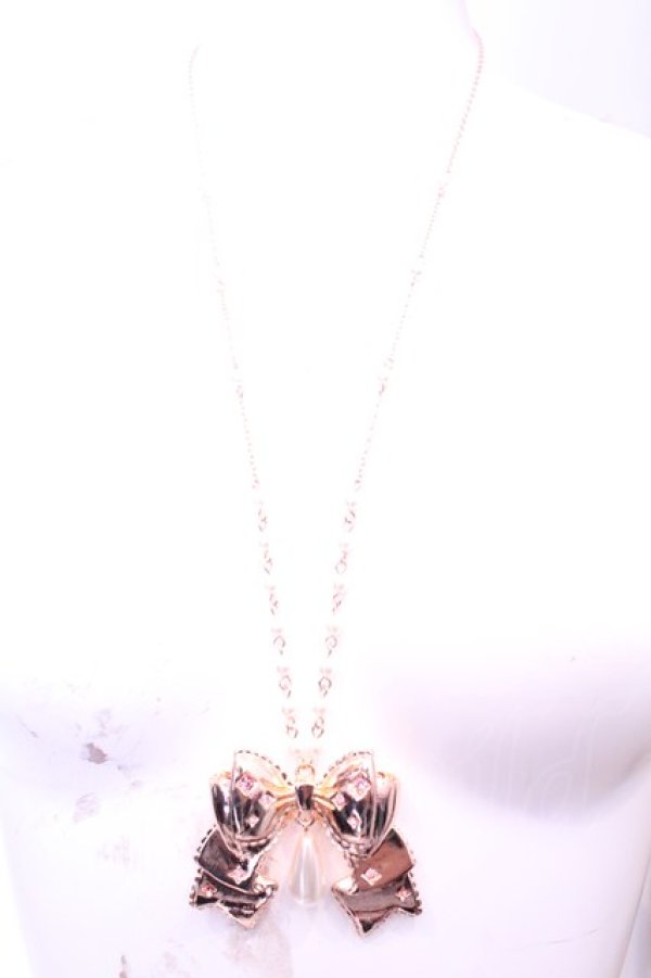画像2: axes femme kawaii / リボンネックレス  ピンクゴールド O-25-11-14-1033-AX-AC-OW-OS (2)