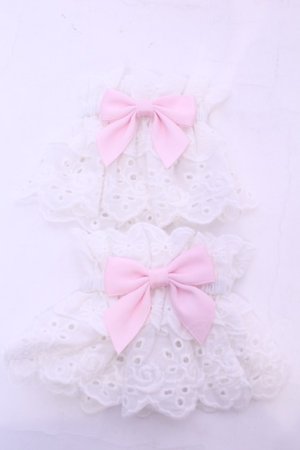 画像: Chalmiere / コットンレースお袖留め  シロ×ピンク O-25-11-14-1041-LO-ZA-OW-OS