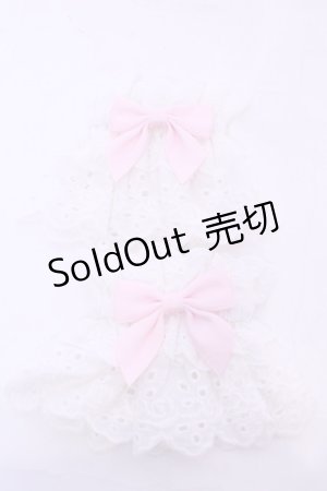 画像: Chalmiere / コットンレースお袖留め  シロ×ピンク O-25-11-14-1041-LO-ZA-OW-OS