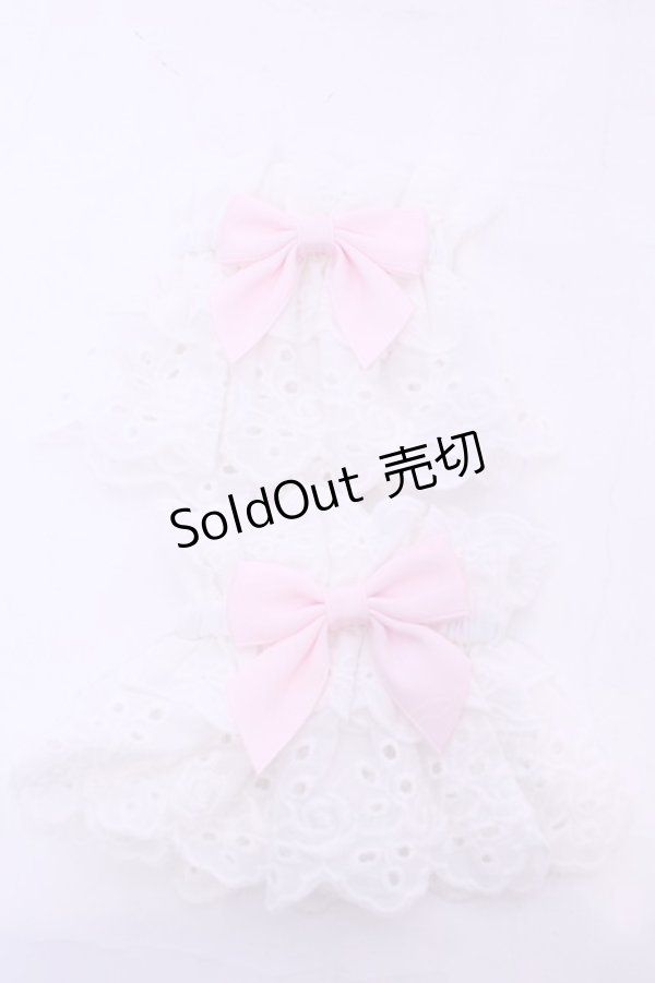 画像1: Chalmiere / コットンレースお袖留め  シロ×ピンク O-25-11-14-1041-LO-ZA-OW-OS (1)