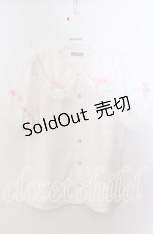 画像: axes femme kawaii / 梯子レース半袖ブラウス M シロ O-25-11-14-059-AX-BL-OW-OS