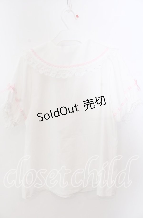 画像3: axes femme kawaii / 梯子レース半袖ブラウス M シロ O-25-11-14-059-AX-BL-OW-OS (3)