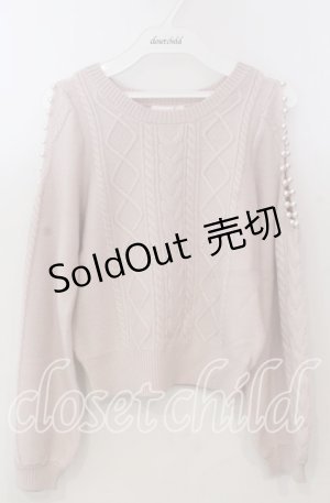 画像: evelyn / ショルダーパールニット  ピンク O-25-11-14-060-LO-TO-OW-OS