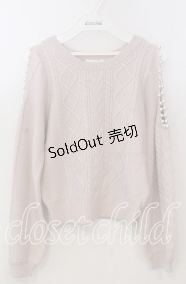 画像1: evelyn / ショルダーパールニット  ピンク O-25-11-14-060-LO-TO-OW-OS (1)