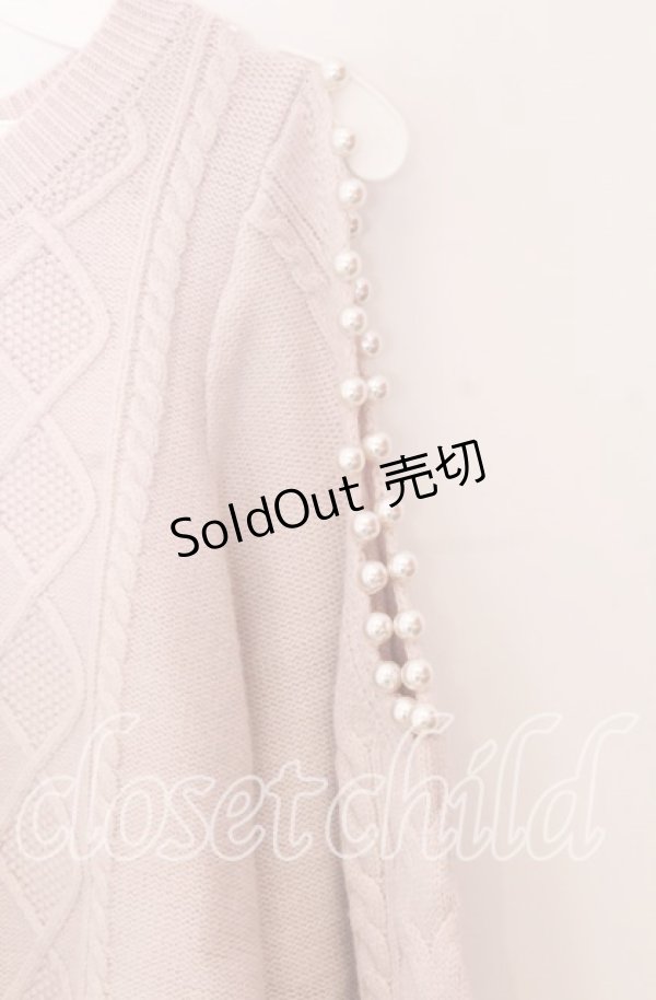 画像2: evelyn / ショルダーパールニット  ピンク O-25-11-14-060-LO-TO-OW-OS (2)