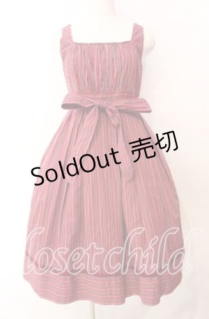 画像: Victorian maiden / レジメンタルストライプリボンワンピース  ワイン O-25-11-14-008-CL-OP-OW-OS