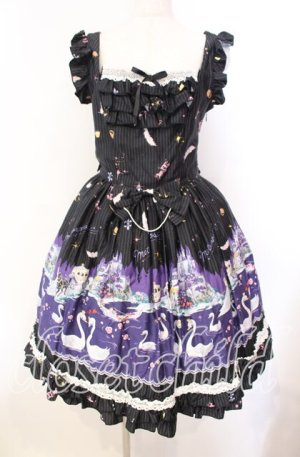 画像: metamorphose / スワンレイクフリルジャンパースカート  クロ O-25-11-14-003-ME-OP-OW-OS