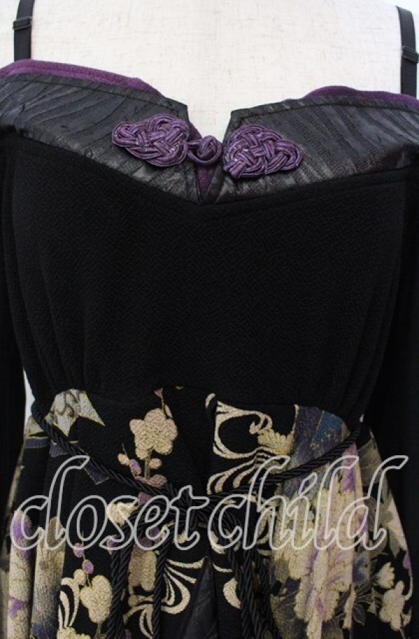 画像2: Qutie Frash / ちりめん着物袖チュニック  ブラック O-25-11-15-026-QU-JA-OW-OS (2)