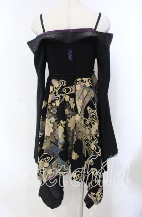 画像5: Qutie Frash / ちりめん着物袖チュニック  ブラック O-25-11-15-026-QU-JA-OW-OS (5)