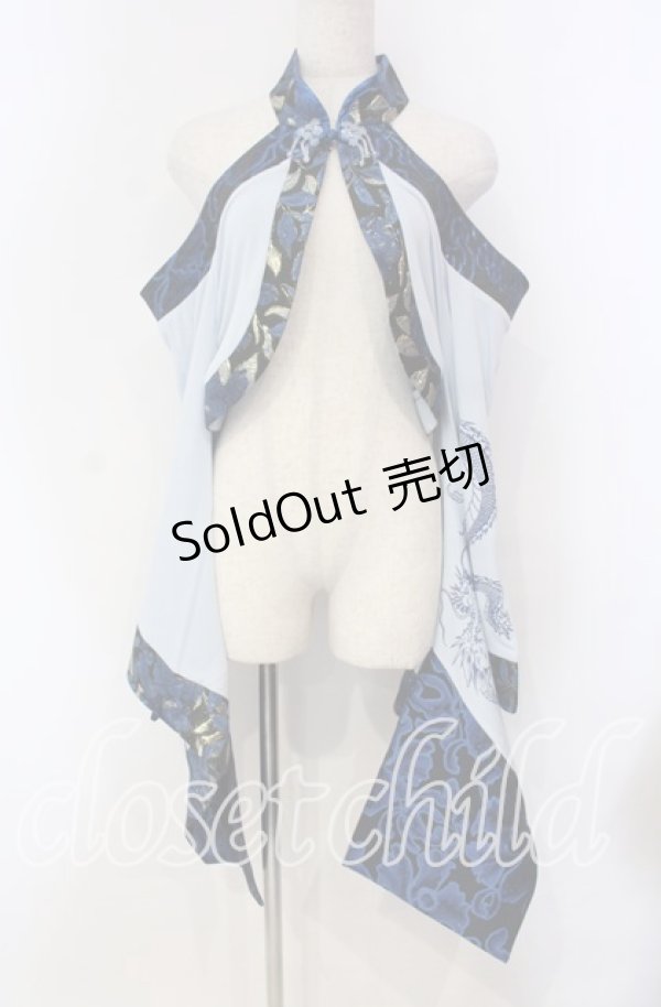 画像1: Qutie Frash / チャイナオフショル着物カーデ  ブルー O-25-11-15-027-QU-TO-OW-OS (1)