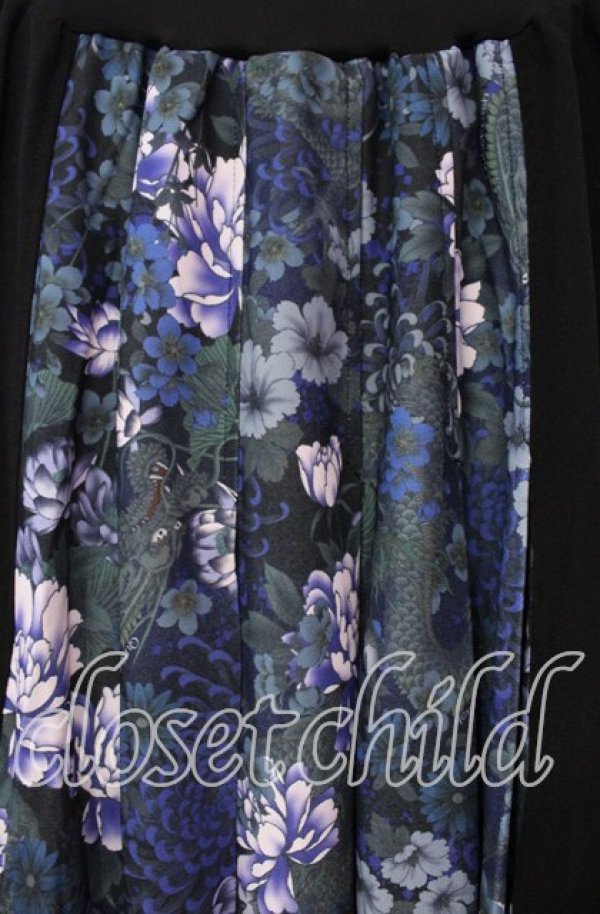 画像2: Qutie Frash / 和柄プリーツロングスカート  ブルー O-25-11-15-028-QU-SK-OW-OS (2)