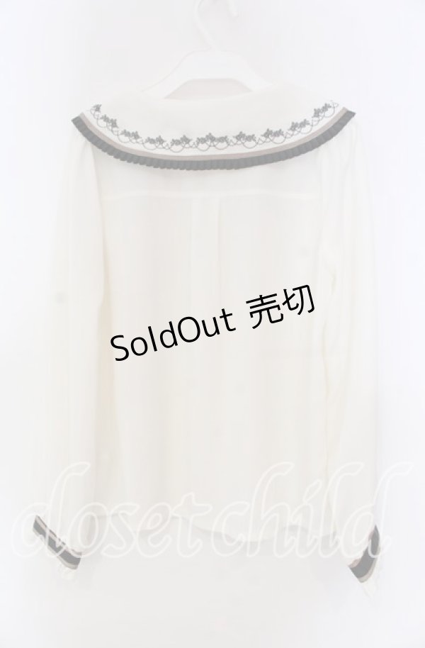 画像3: axes femme / プリーツフリルブラウス  アイボリー×クロ O-25-11-15-038-AX-BL-IG-OS (3)