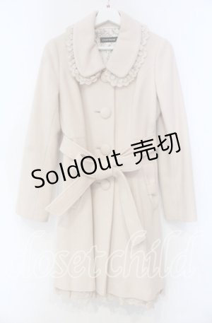 画像: L'EST ROSE / レース配色丸襟コート  ベージュ O-25-11-15-040-LO-CO-IG-OS