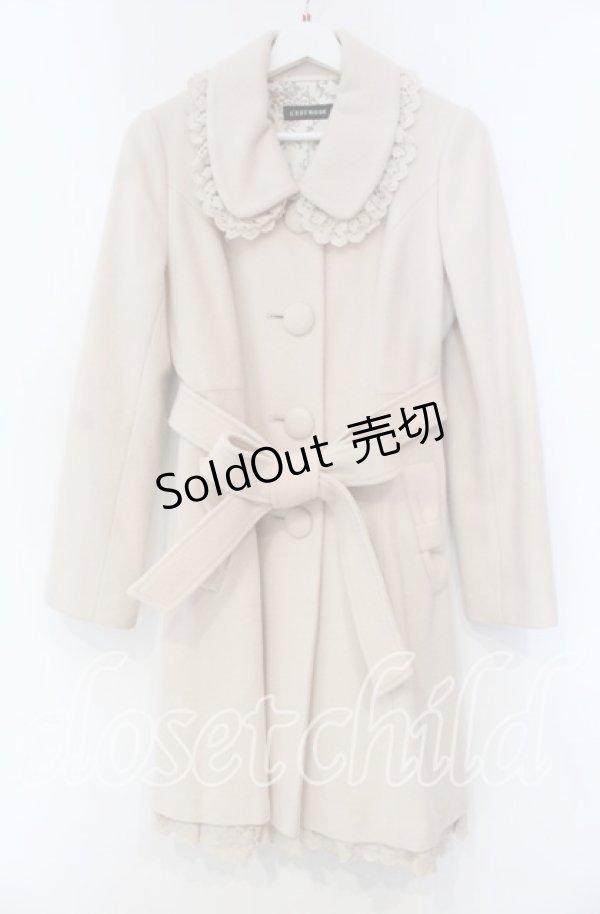 画像1: L'EST ROSE / レース配色丸襟コート  ベージュ O-25-11-15-040-LO-CO-IG-OS (1)