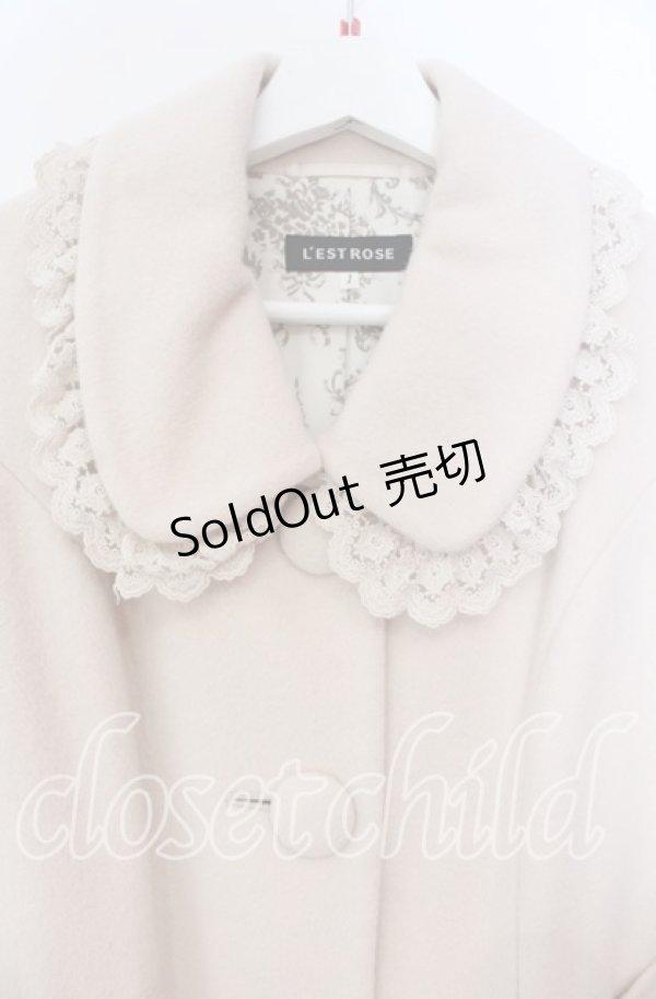 画像2: L'EST ROSE / レース配色丸襟コート  ベージュ O-25-11-15-040-LO-CO-IG-OS (2)