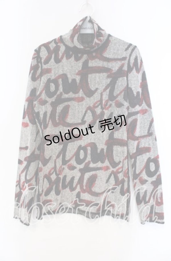 画像1: Jean Paul GAULTIER / FEMME グラフィックハイネックニット 40 アイボリー×ブラック×レッド O-25-11-15-045-GO-TO-IG-OS (1)