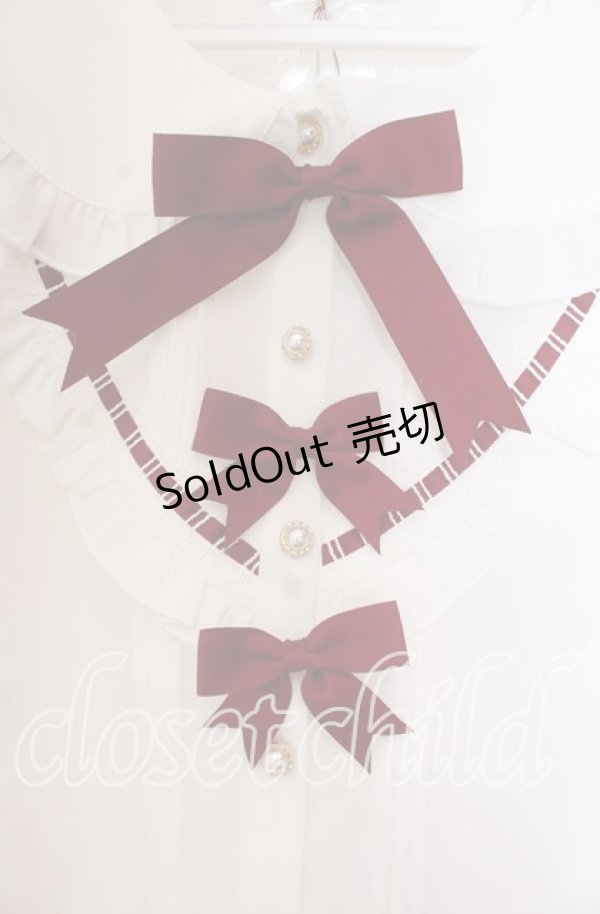 画像2: Amavel / Classical Ladder Lace ブラウス  シロ×ワイン O-25-11-15-046-CA-BL-IG-OS (2)