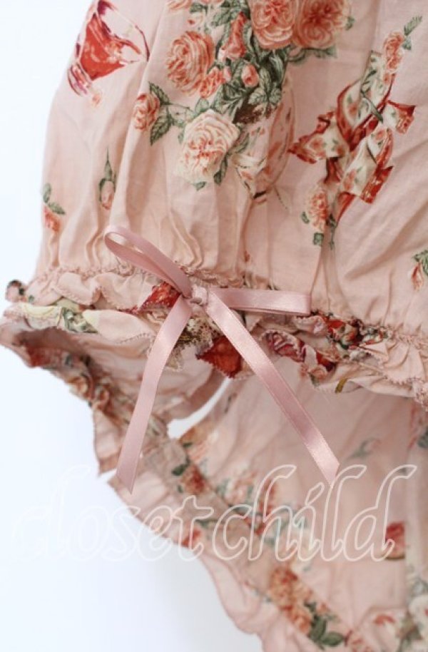 ウサギ様　新品　　ローズジャムびんプリント　ミディワンピース　ピンク色 ウサギ様 新品 ローズジャムびんプリント ミディワンピース ピンク色