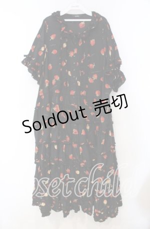 画像: PINK HOUSE / ストロベリープリント段々ワンピース【お直しあり】  クロ O-25-11-15-052-LO-OP-IG-OS