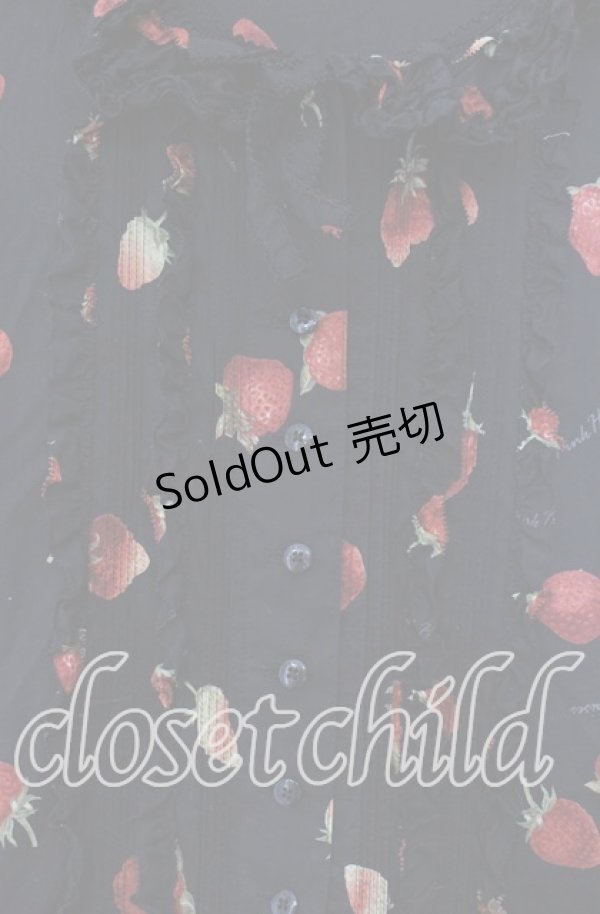 画像2: PINK HOUSE / ストロベリープリント段々ワンピース【お直しあり】  クロ O-25-11-15-052-LO-OP-IG-OS (2)